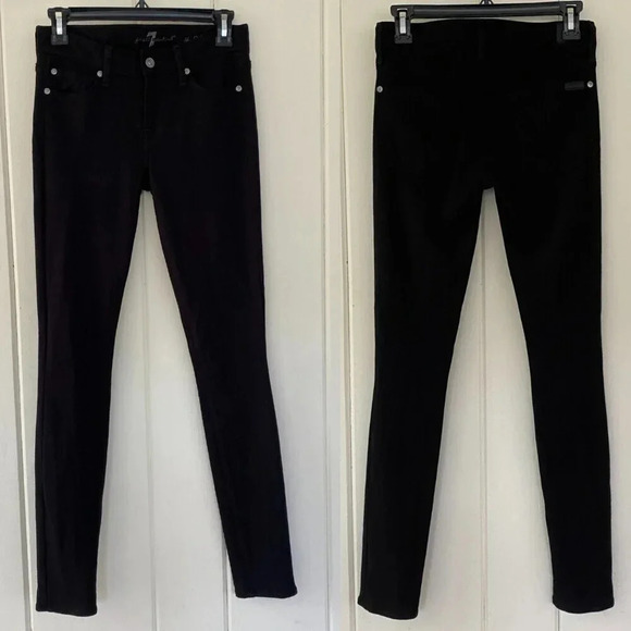 7 for All Mankind, The Skinny, Double Knit Stretch Pants, Black - Picture 2 of 6